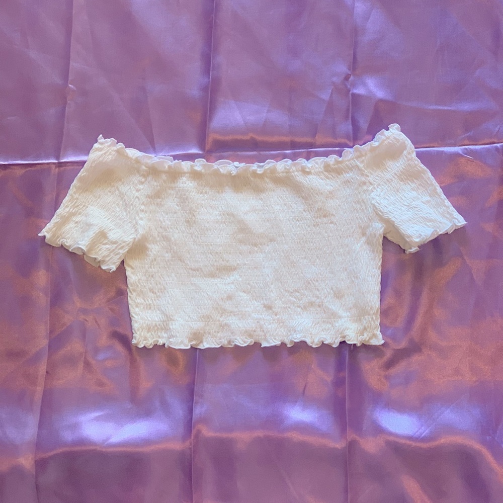 white ruched crop top